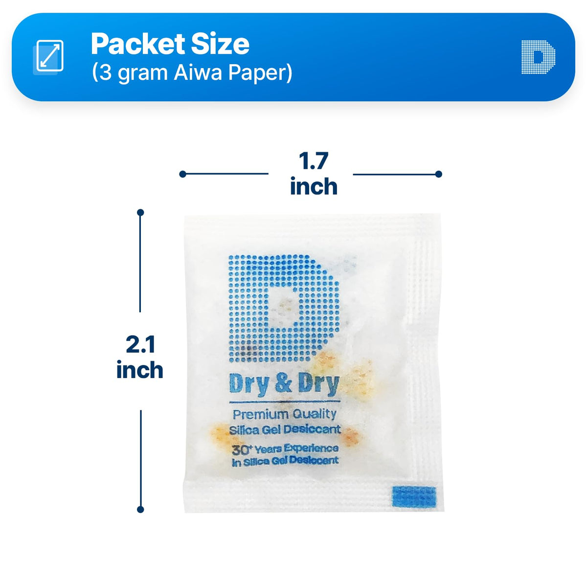 3 Gram [50 Packets] Orange Indicating Silica Gel Packets Desiccants Silica Packets (3 Gram)