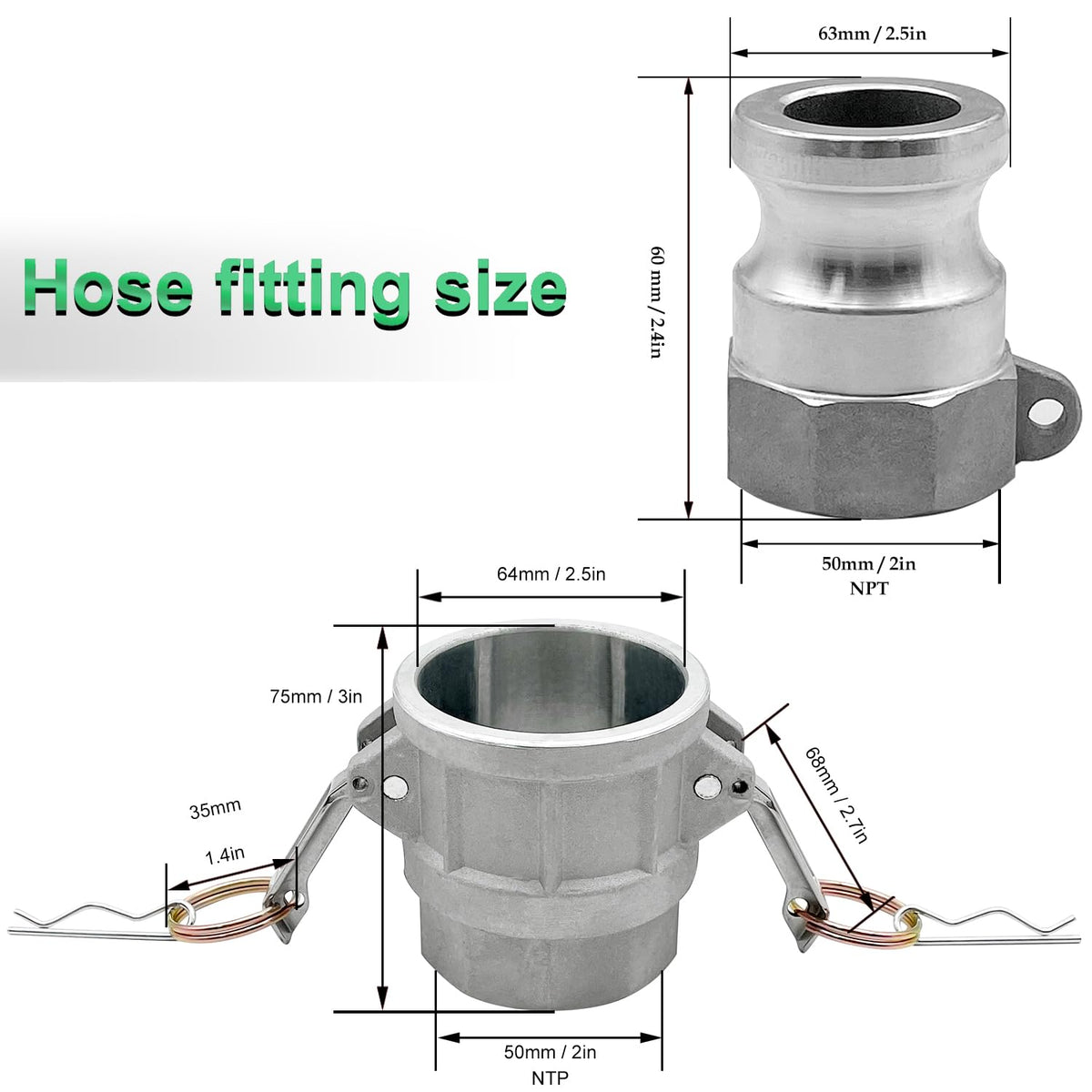 2 PCS Type A and Type D (2 inch A+D)