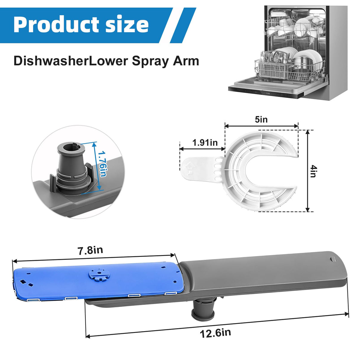 Upgraded 5304506660 Dishwashers Lower Wash Arm Assembly for 5304496886 (Without Support)