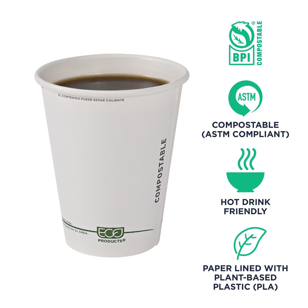 GreenStripe Disposable Paper Hot Cups (8oz)