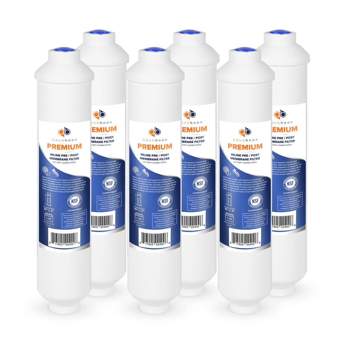 T33 Inline Carbon Filter (PREMIUM / 6-PACK / 1/4” FNPT)