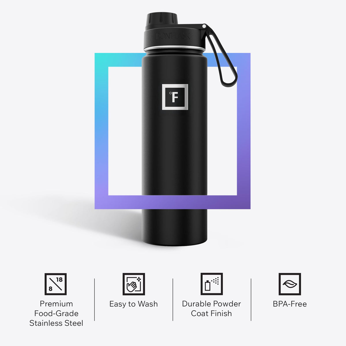 24 oz Wide Mouth Water Bottle with Spout (Black Marquina)