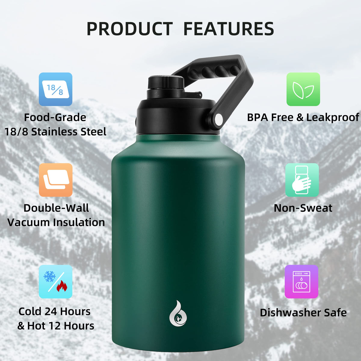 128oz Insulated Water Bottle (128oz / Army Green)