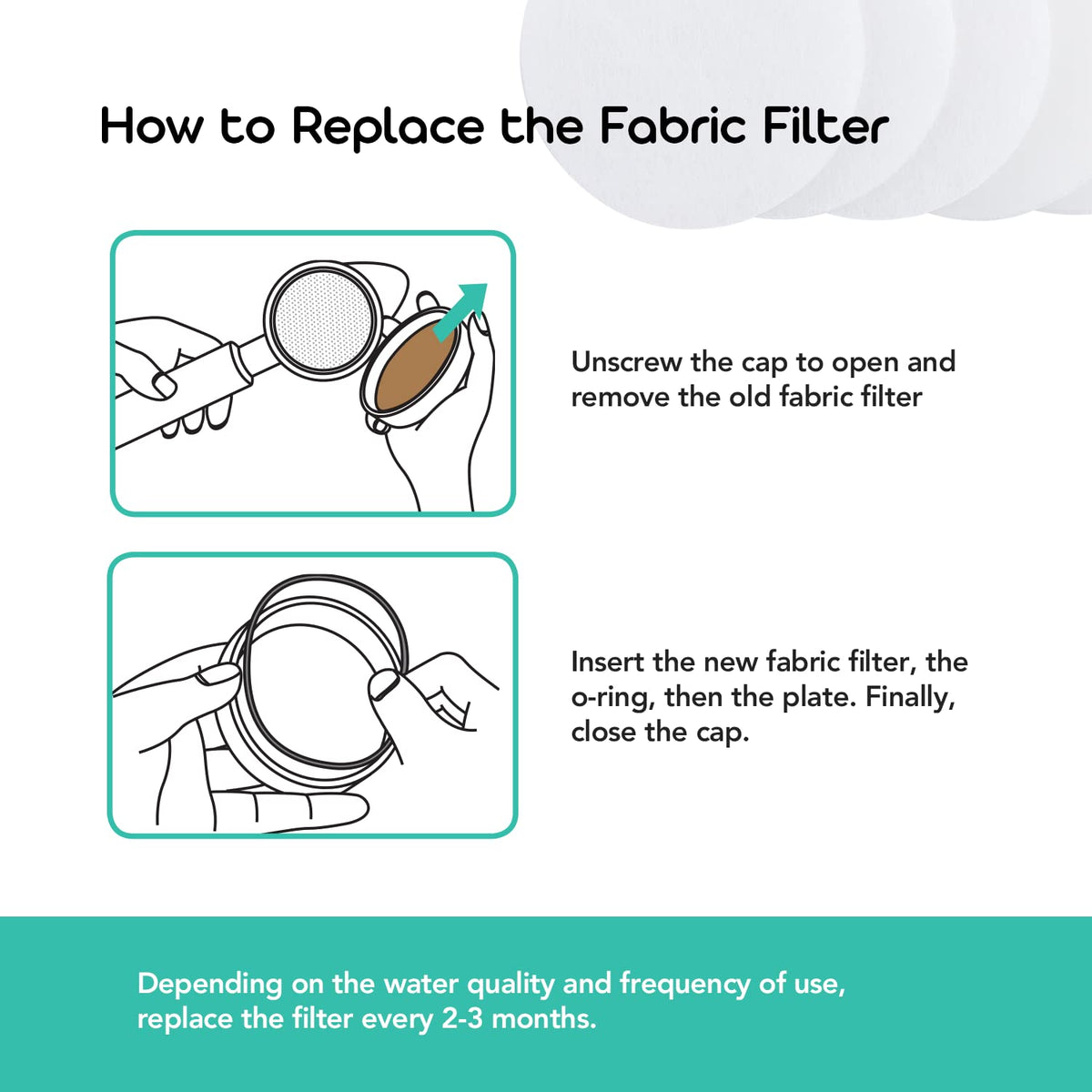 Fabric & Ceramic Ball Filters Set for Barumi Livo Kids Handheld Showerhead (Fabric Filter + Ceramic Balls)