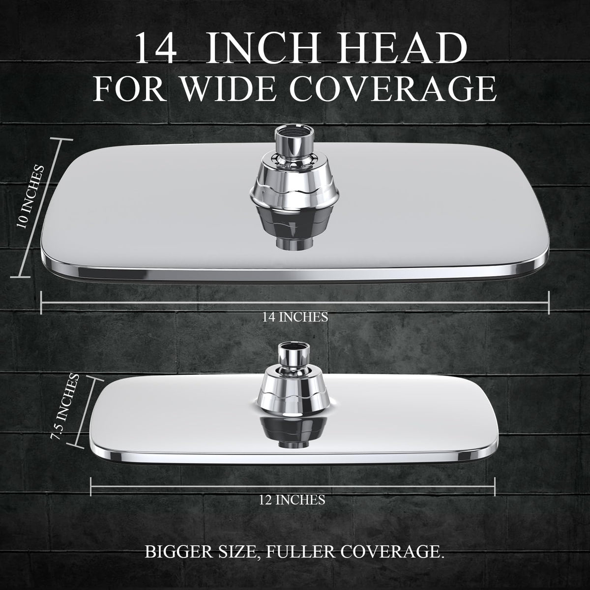 14" Wide Rain Shower Head with Handheld (Chrome / 14 Inch High Pressure)