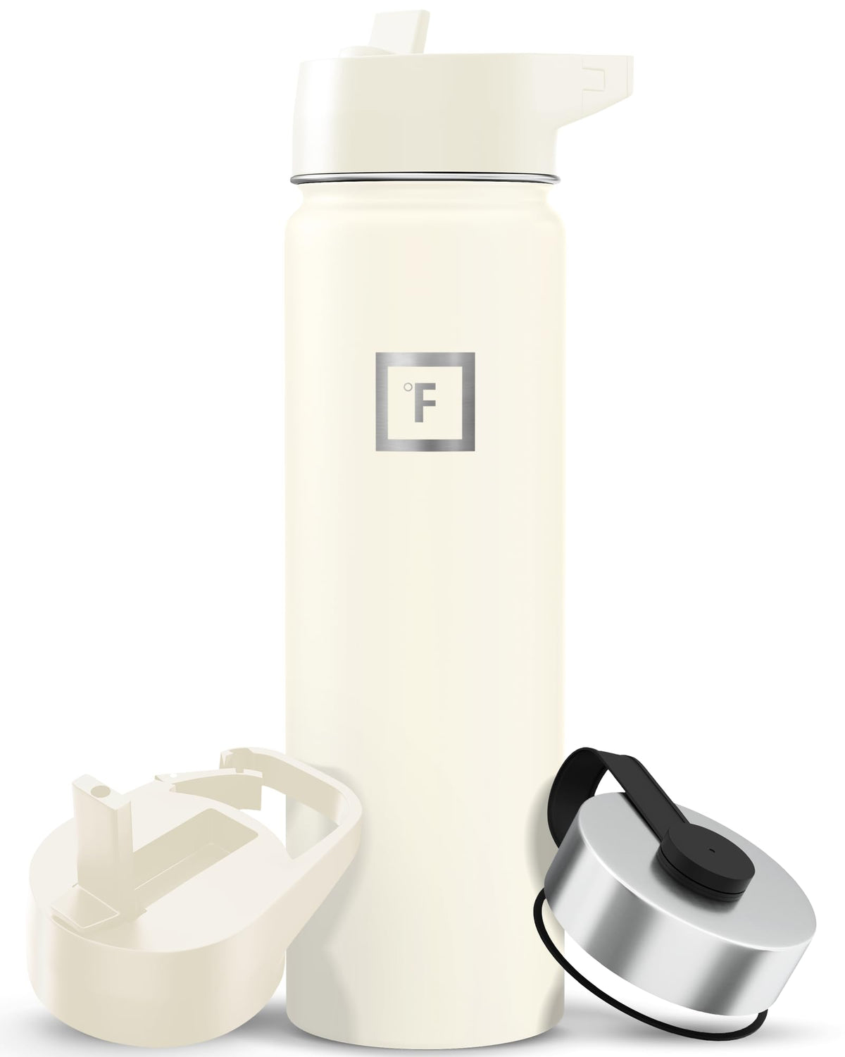 22 oz Wide Mouth Water Bottle with 3 Lids (Cashmere Cream)