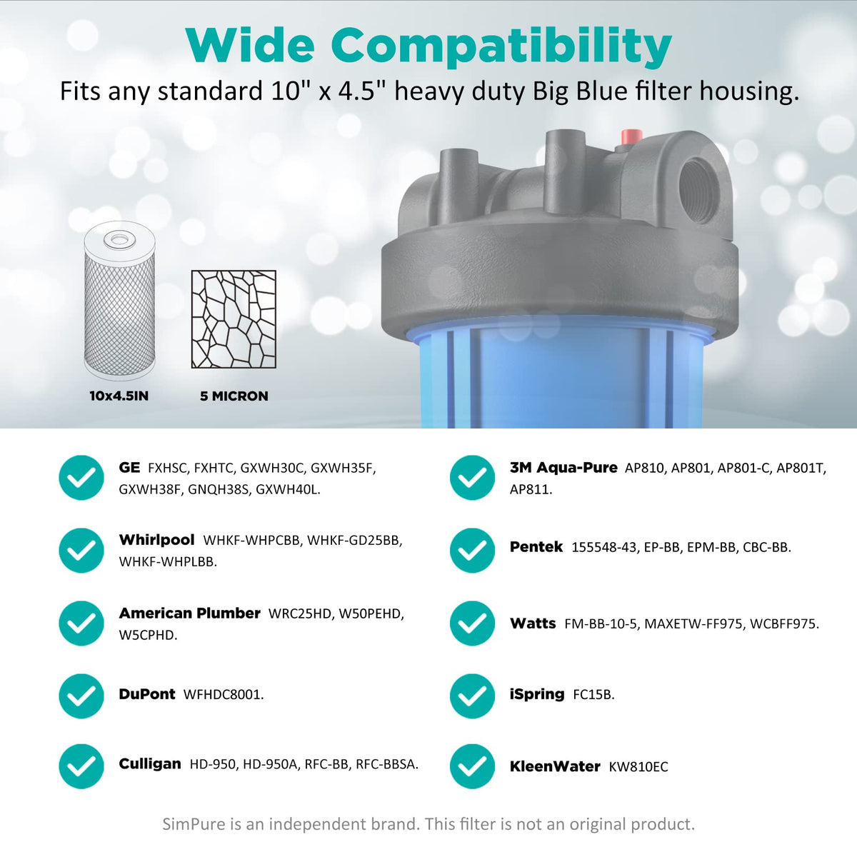 2 Stage 10" x 4.5" Whole House Water Filter Replacement (8 Count)