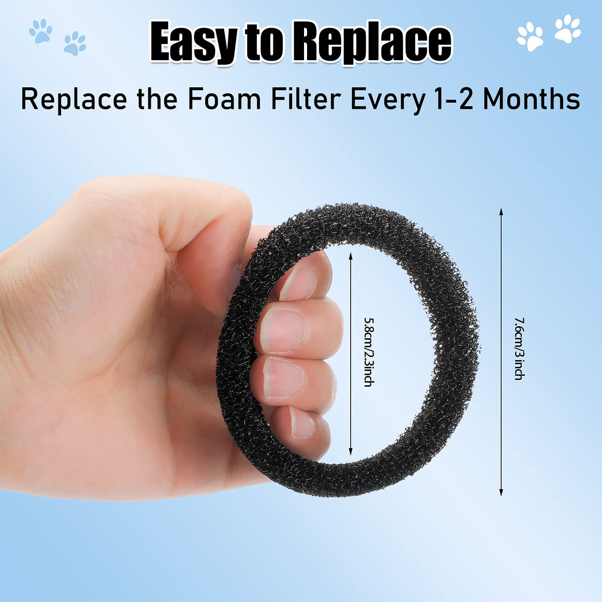 16 Pieces Pet Fountain Foam Filters Round Sponge Black Filter Foam Cat Fountain Replacement Filter for 2.5 L