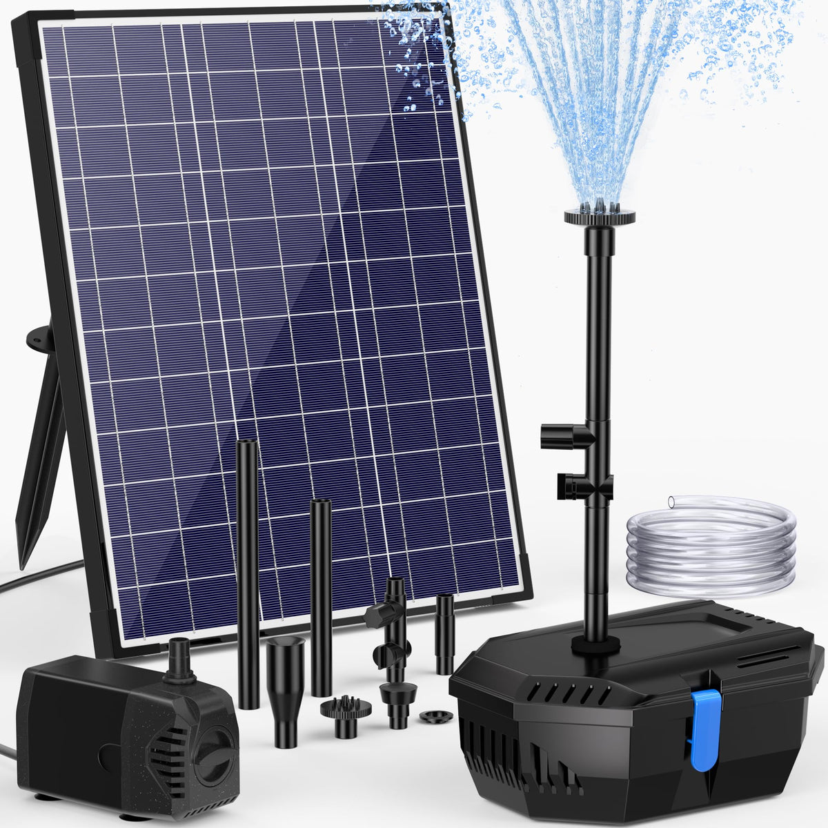 20W Solar Pond Pump with Pond Filter for Ponds up to 400 Gallons (20W)