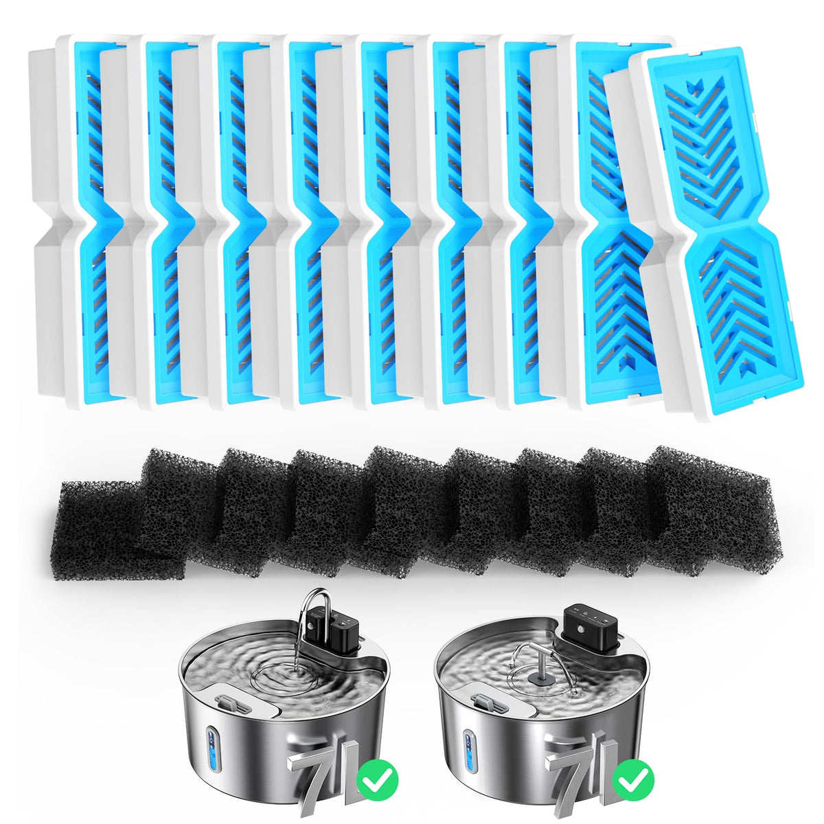 409 Replacement Dog Fountain Filters for 7L Pet Fountain
