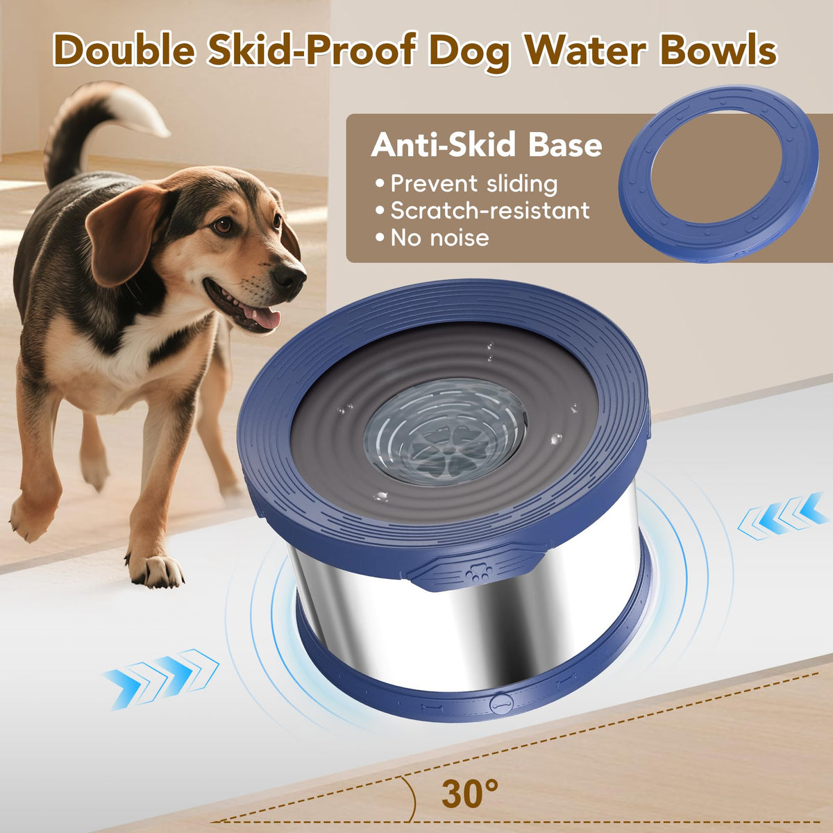 12L Dog Water Bowl No Spill Stainless Steel for Slow Drinking Blue (12L / Blue)