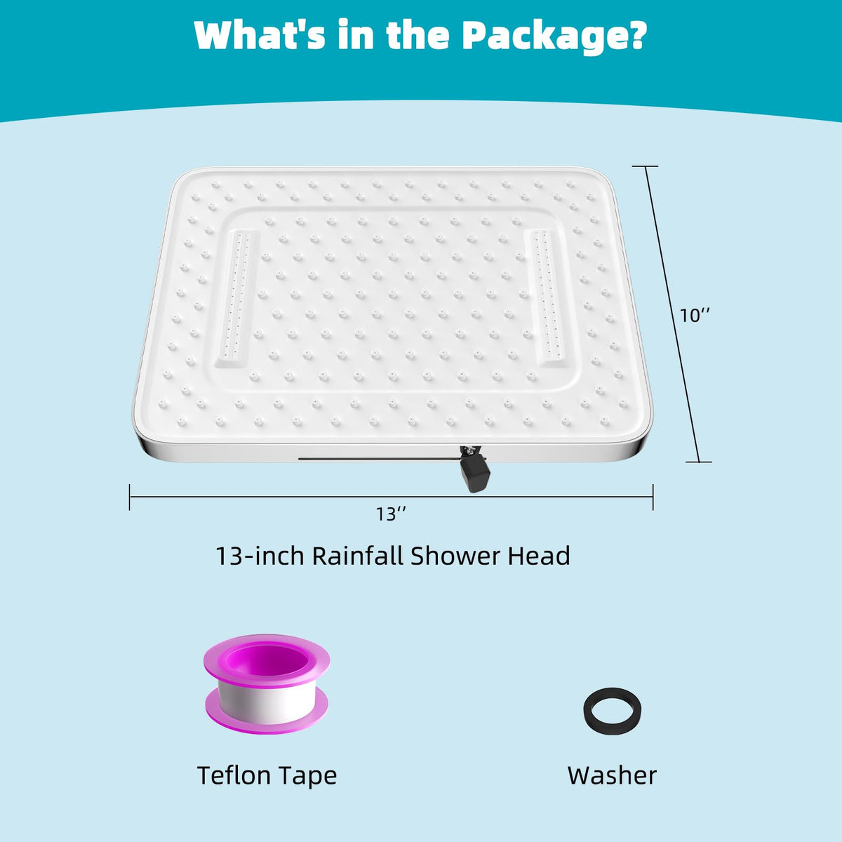 5 Spray Modes Shower Head (Square 13'' / Silver)