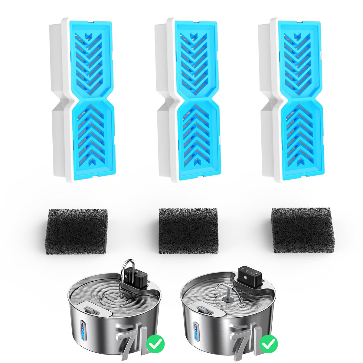 409 Replacement Dog Fountain Filters for 7L Pet Fountain