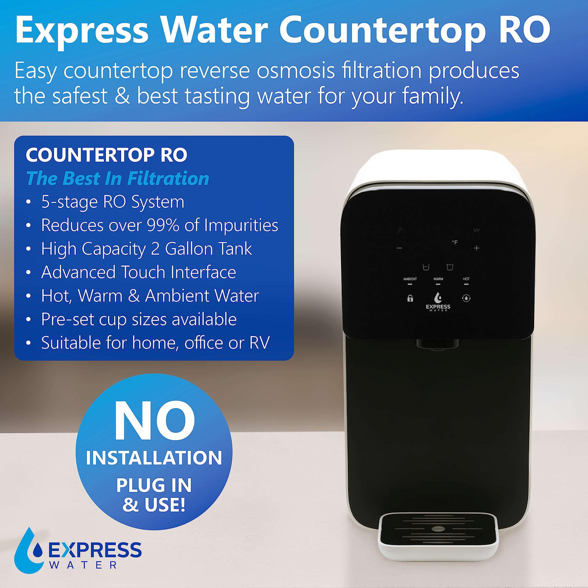 ROC001 UV Countertop Water Filter System (Countertop RO / Purely Osmosis)