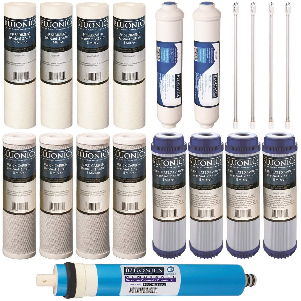 19 pcs Replacement Water Filter Set for our 6 Stage UV Reverse Osmosis System