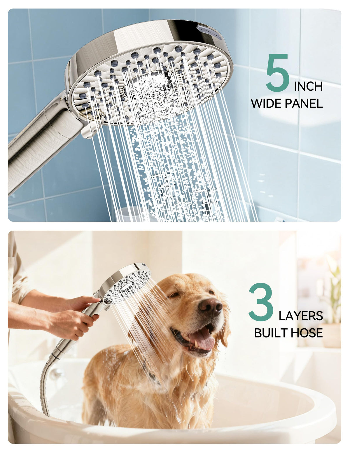 Shower Head with Handheld (Brushed Nickel Sliver)