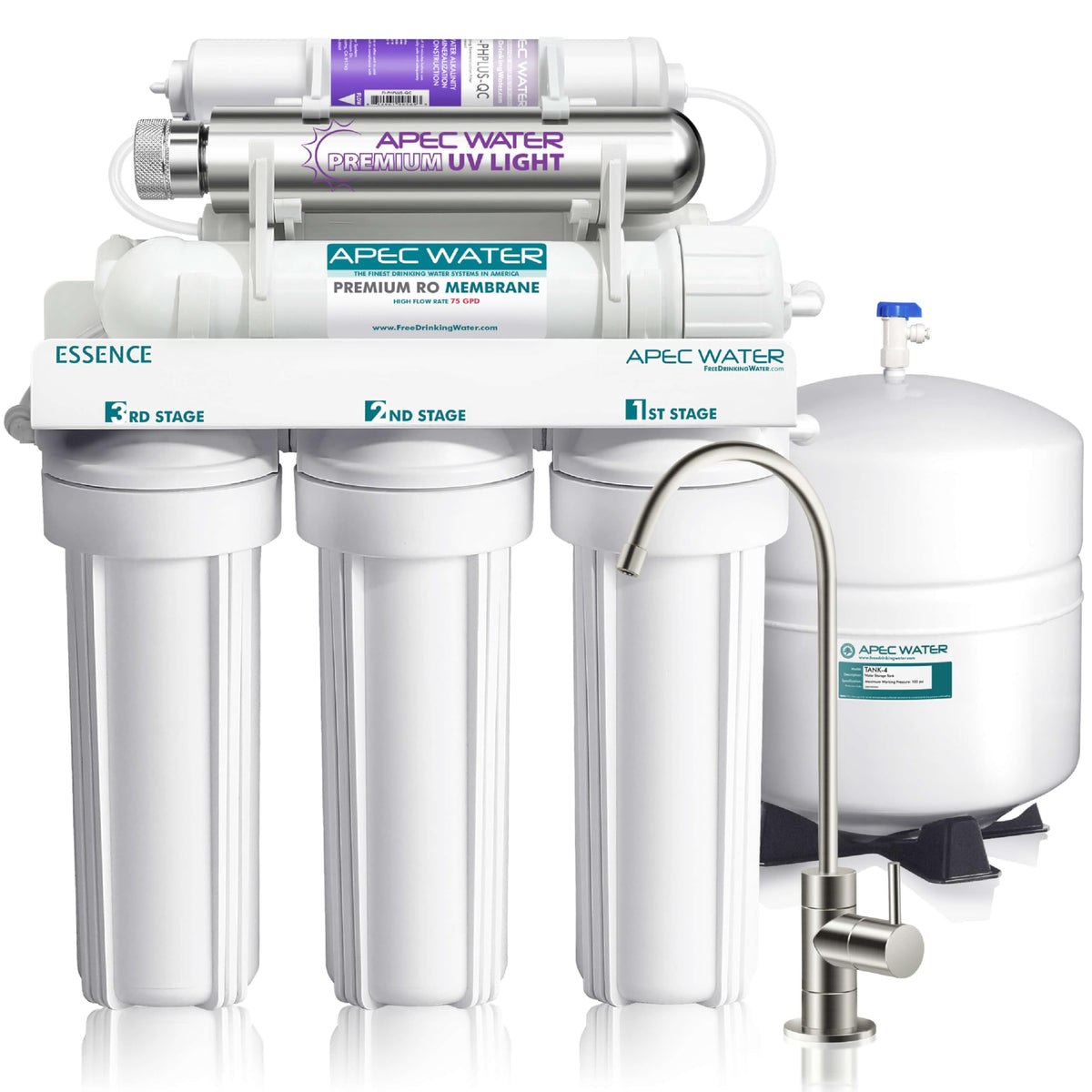 ROES-PHUV75, 7-Stage Under Sink RO System, Alkaline & UV, 75 GPD (7 Stage, Alkaline & UV)