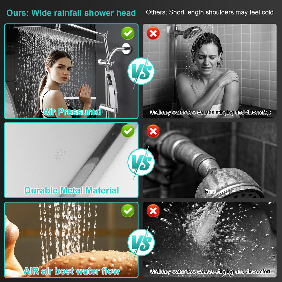 All Metal 12 Inch Rain Shower Head with Handheld Spray Combo (Polished Chrome / 12 Inch)