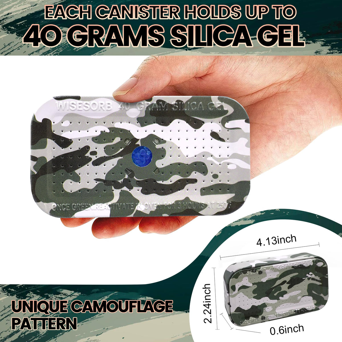 2 Packs Gun Safe Dehumidifier 40 Gram Reusable Indicating Silica Gel Desiccant Canister (40G)