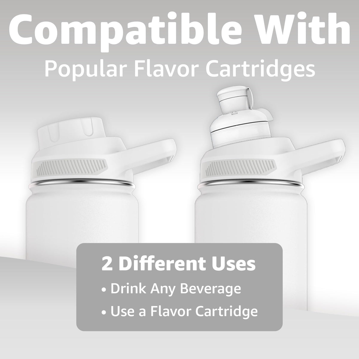 Water Bottle Compatible With Popular Flavor Cartridges (White / 32 Ounces)