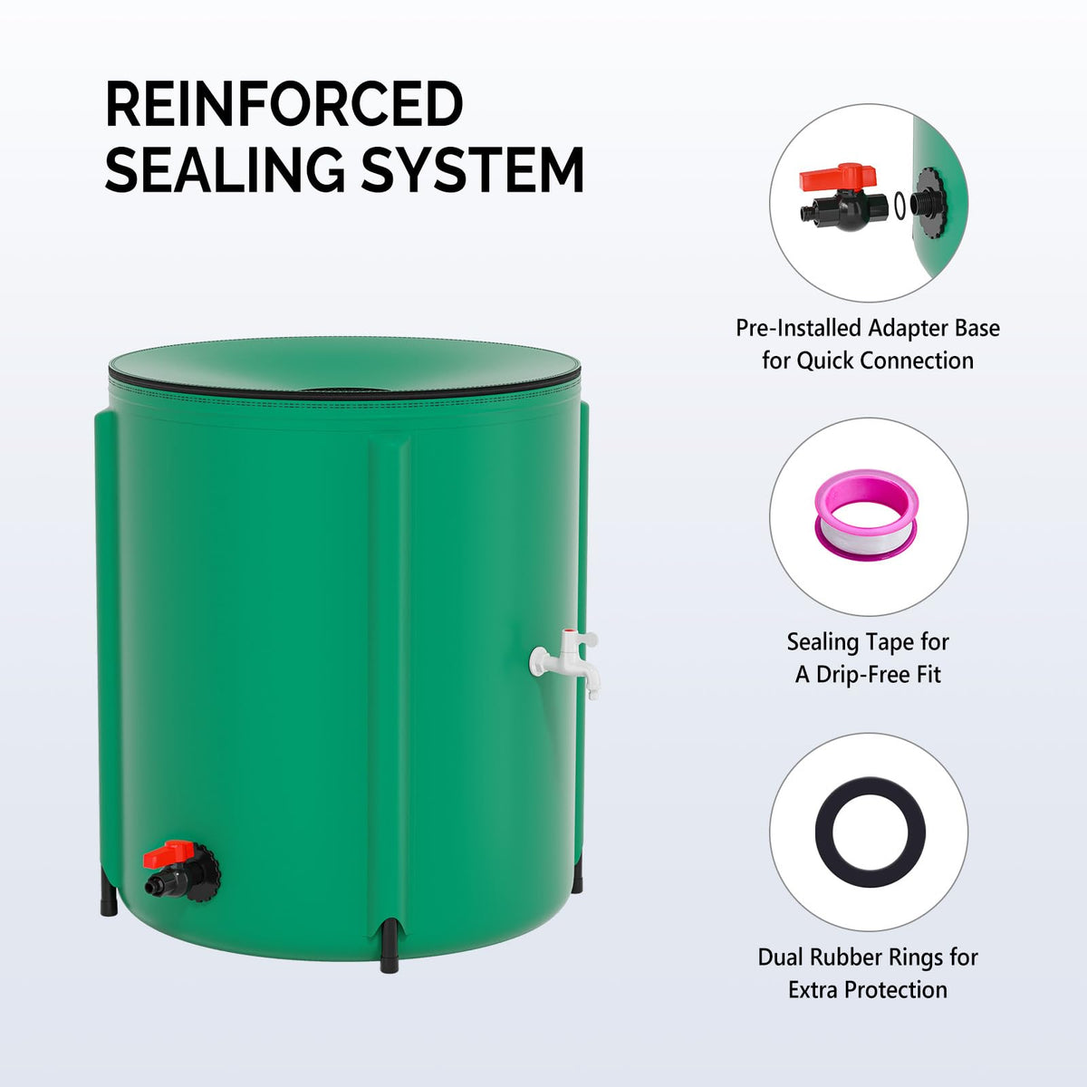 50 Gallon Collapsible Rain Barrel with Volume Mark (Green / 50 Gallon (with Volume Markings))
