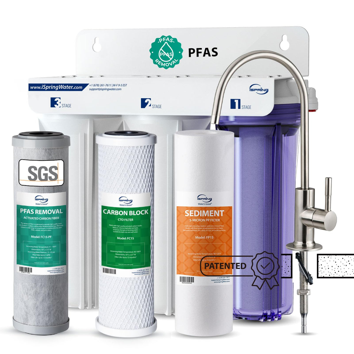 US31-PF 3-Stage Under Sink Water Filter System with Faucet, 1 Year