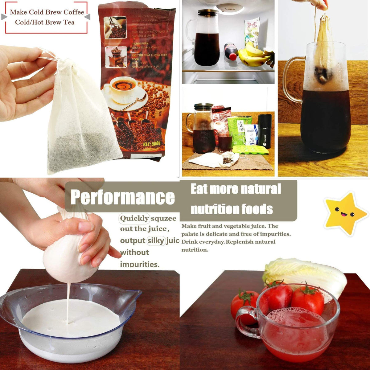 Nut Milk Bags (Mixed Size, 5 Pack)