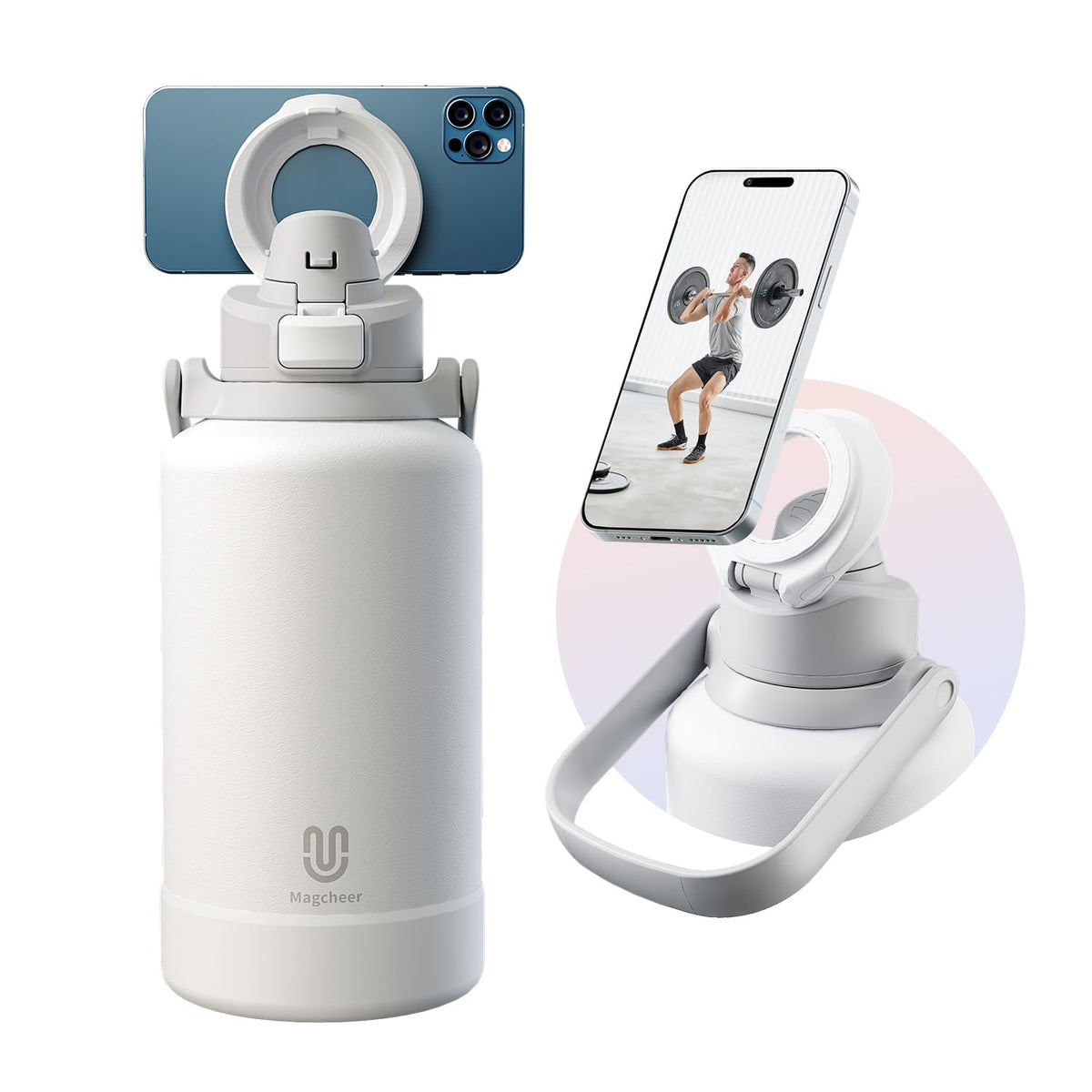 64oz Insulated Magnetic Water Bottle (White / 64 Ounces)