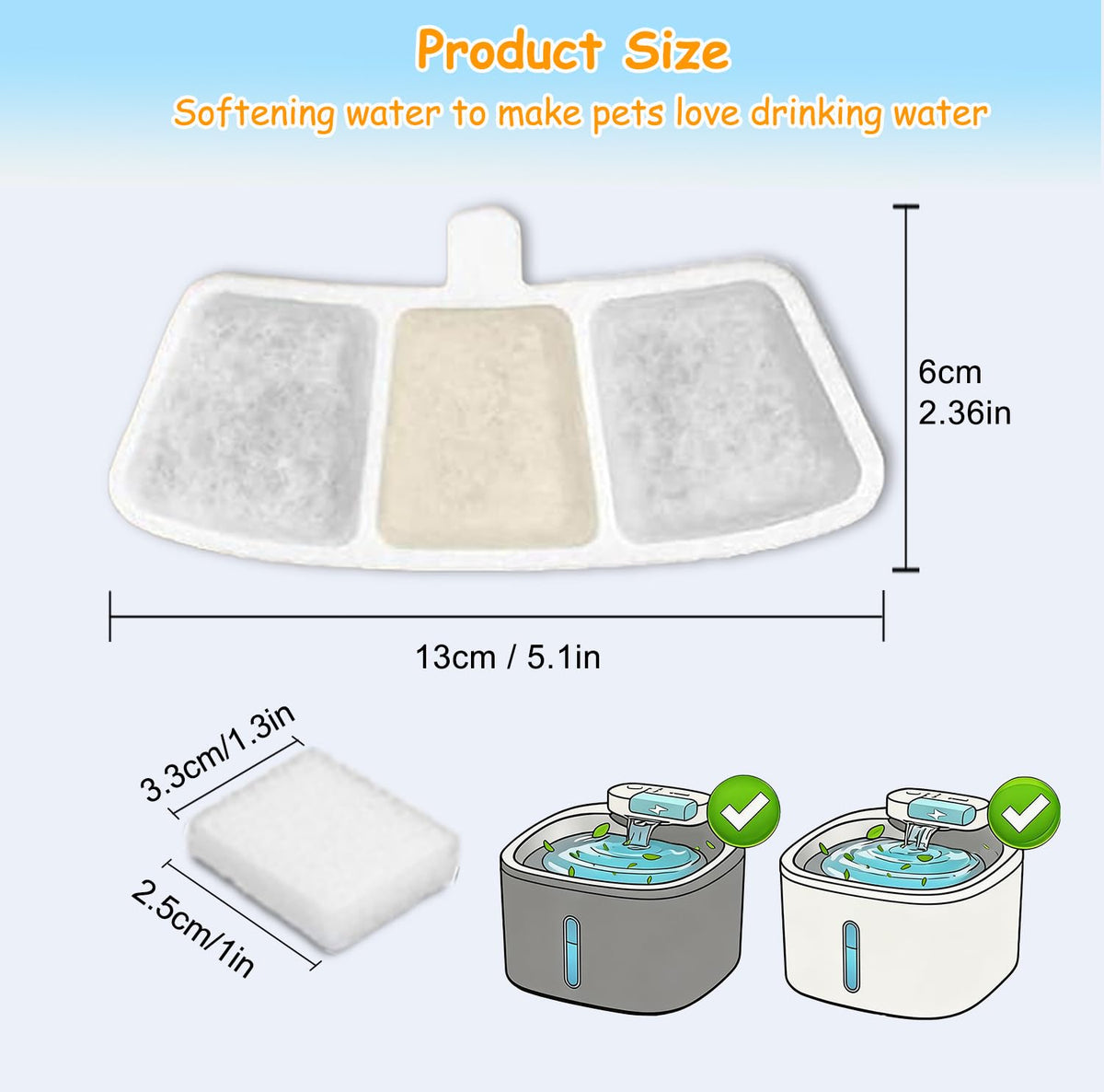 12 Pack PW04 3.5L Wireless Pet Fountain Filters for Hard Water