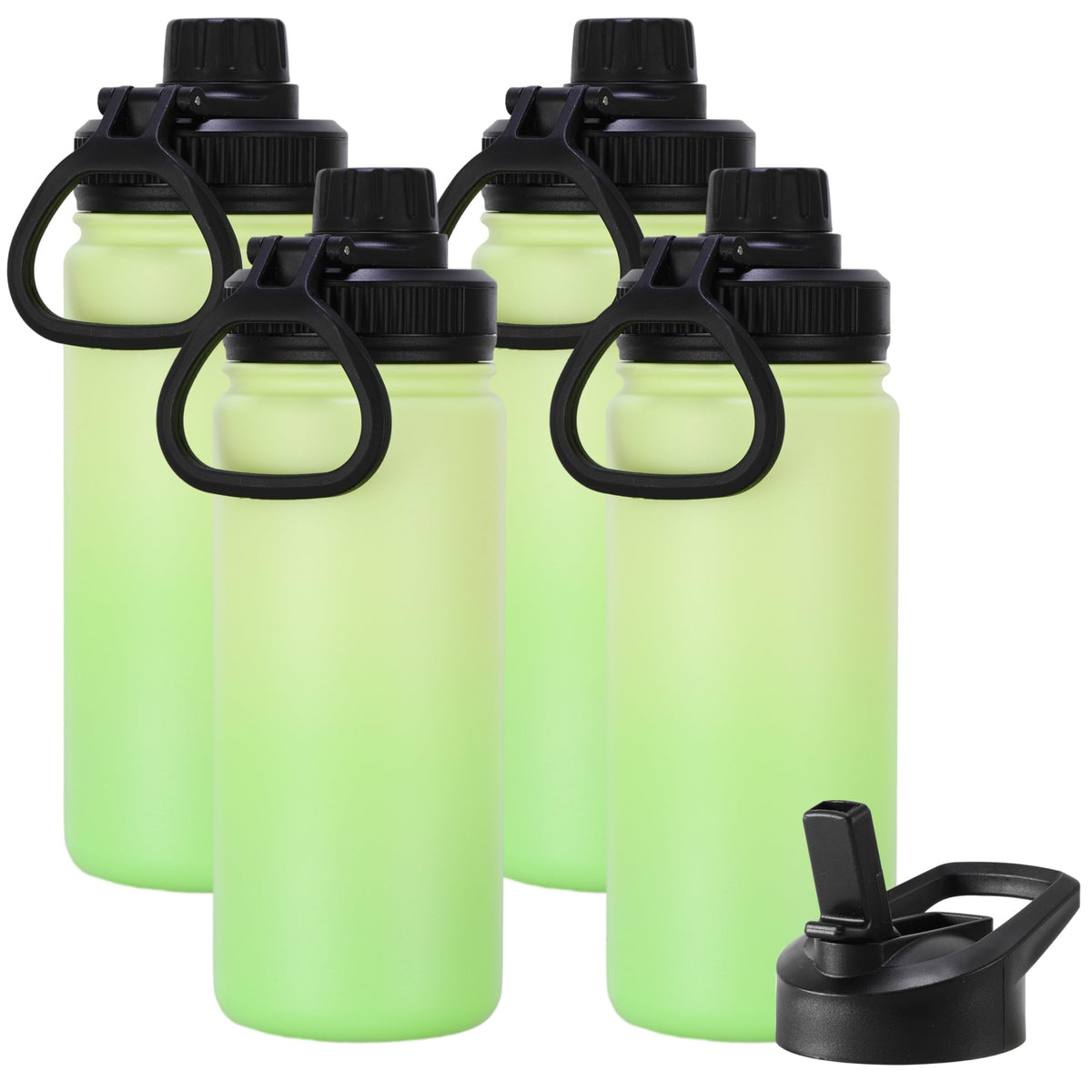 16 oz Kids Water Bottle for School Stainless Steel Double Wall Vacuum Insulated Water Bottle with Straw lids & Spout Lid (Green Gradient / 16oz/4 Pack)