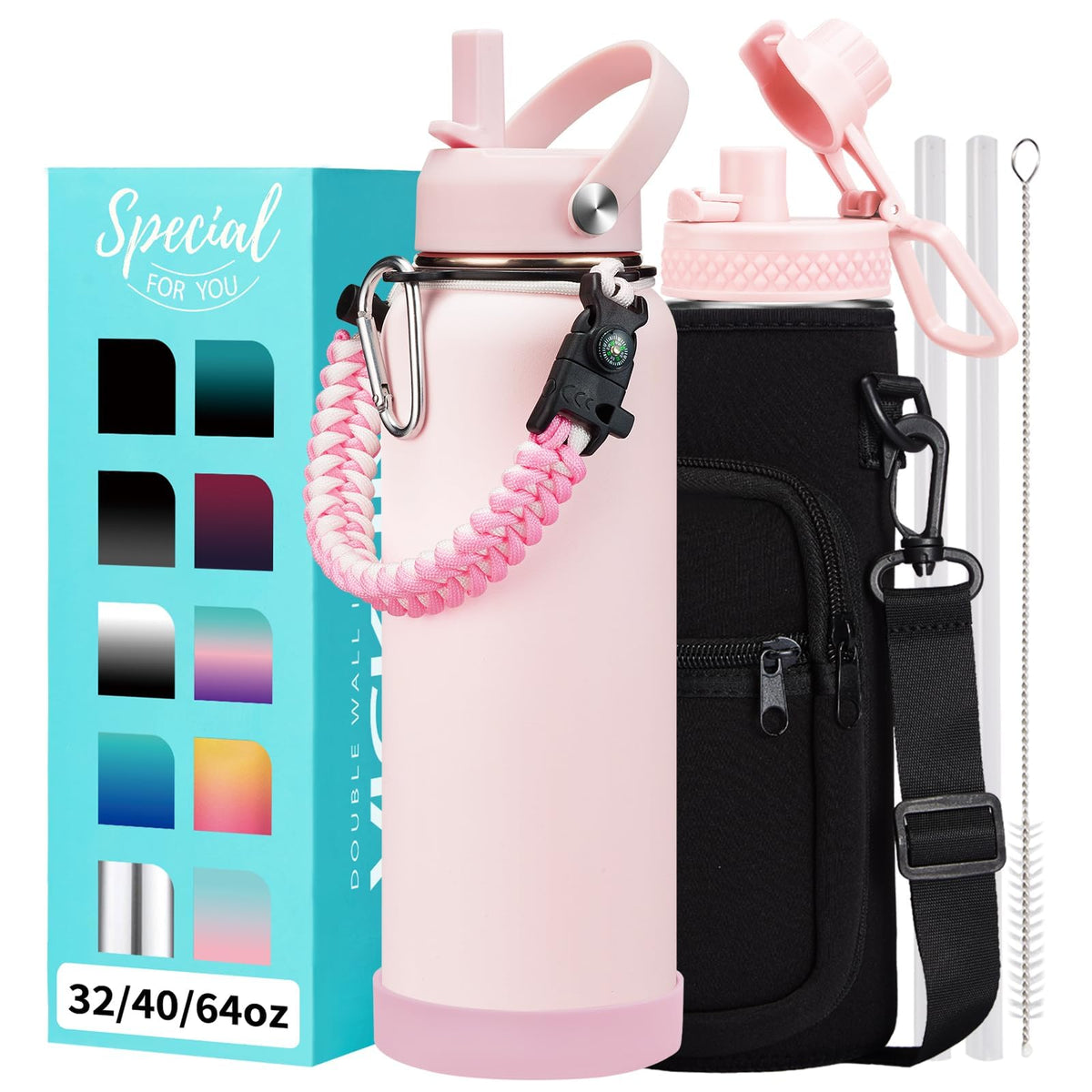 Pink 40 oz Insulated Water Bottle (Pink / 40 Ounces)