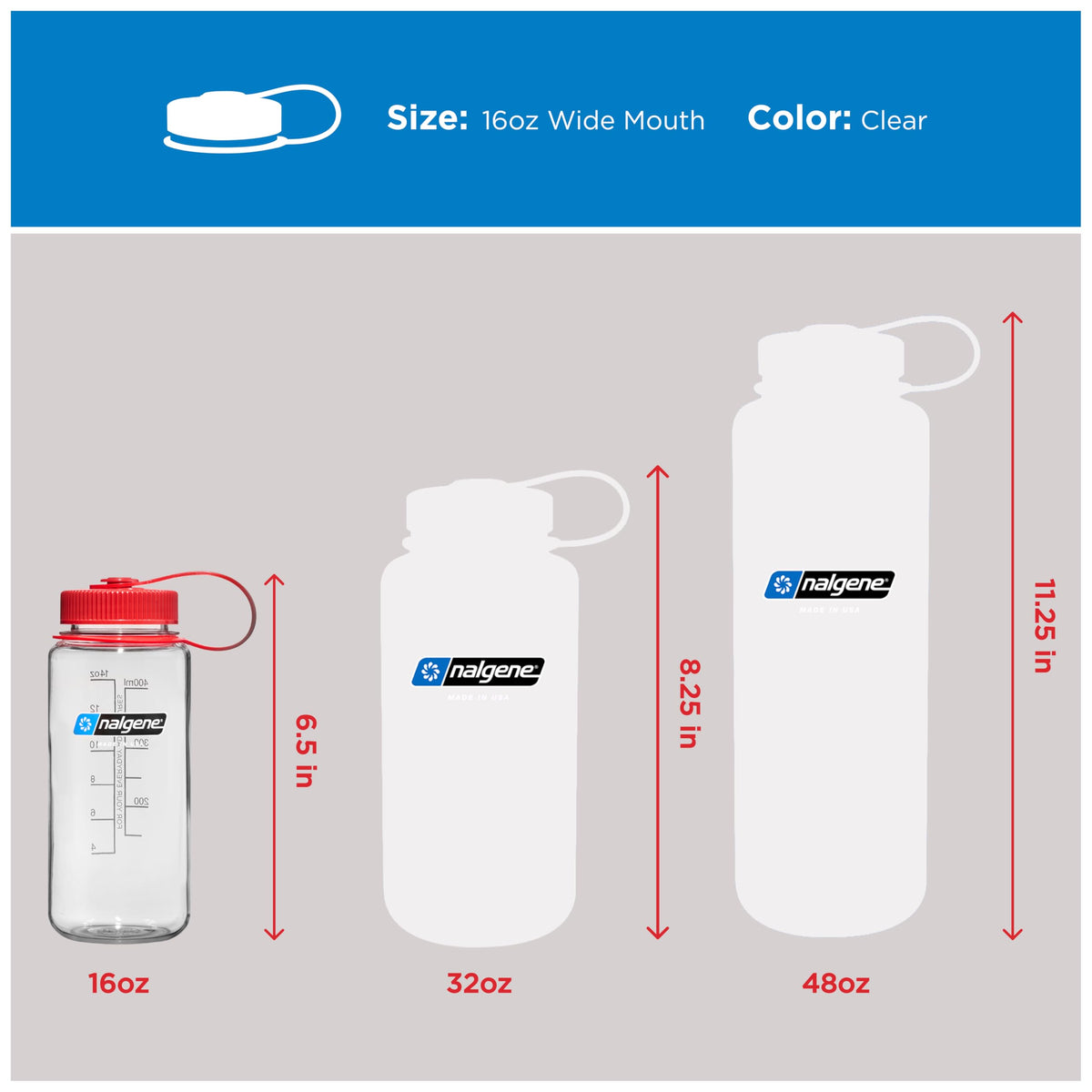 16 oz Wide Mouth Water Bottle (Clear / 16 Ounces)