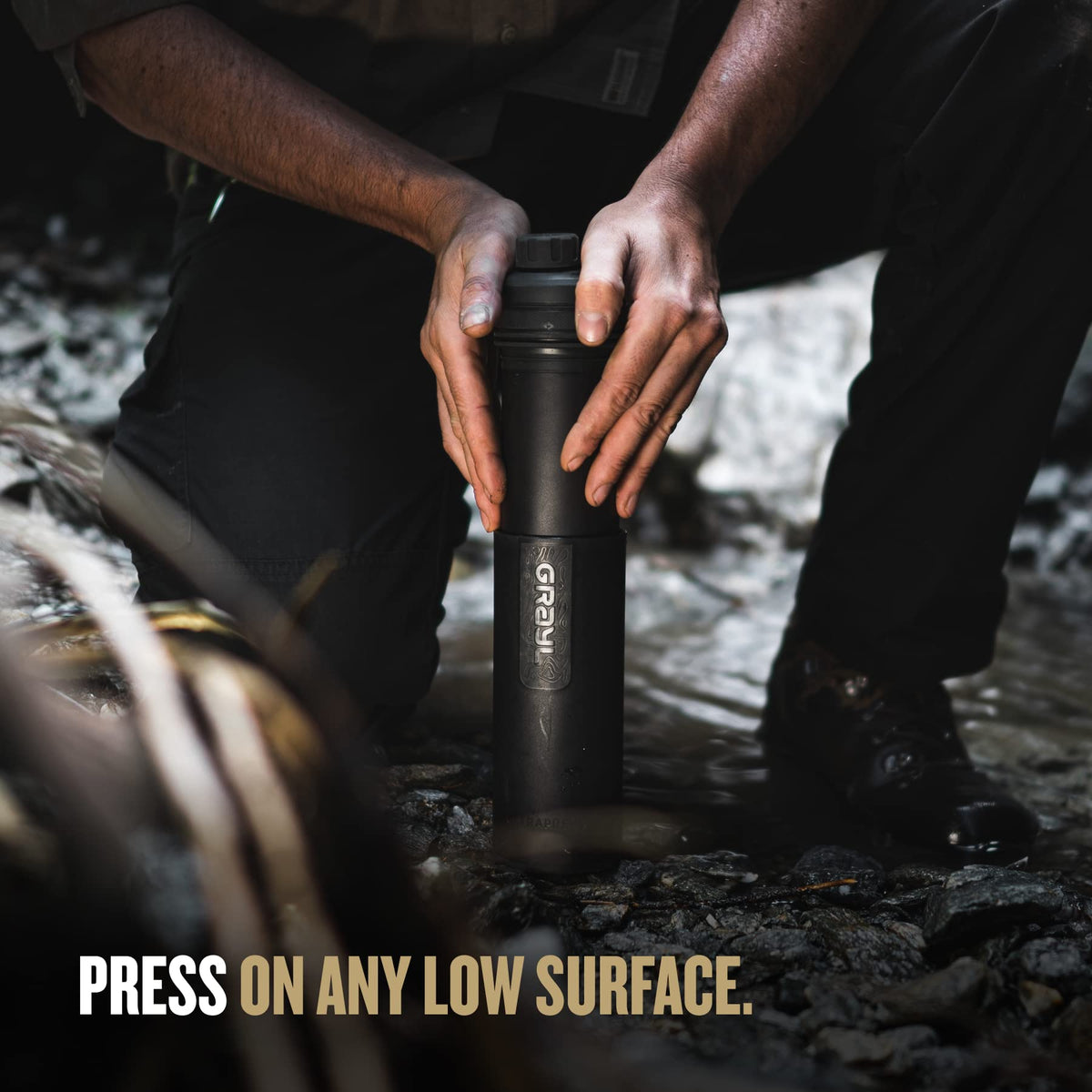 UltraPress 16.9 oz Water Purifier & Filter Bottle (Covert black)