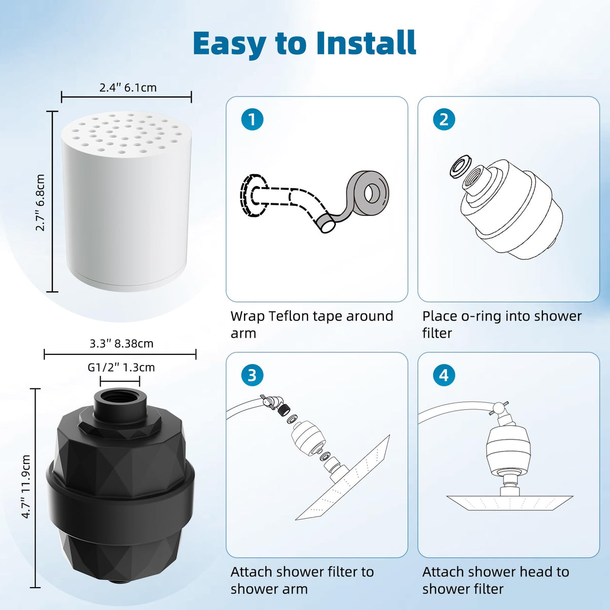 Universal Shower Head Filter (Shower Filter / Matte Black)