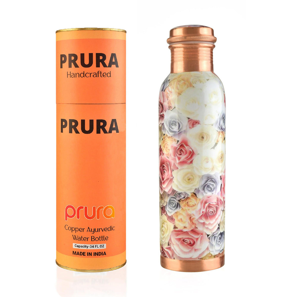 Pure Printed Copper Water Bottle (950 ml / Design 33)