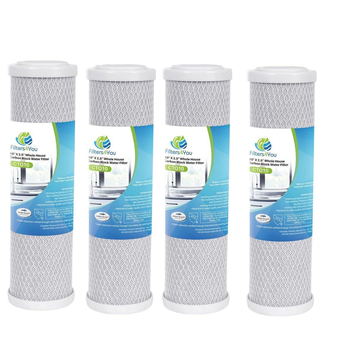 1 Micron Carbon Block Filters for Hydro Life 52418 (4 Count (Pack of 1))