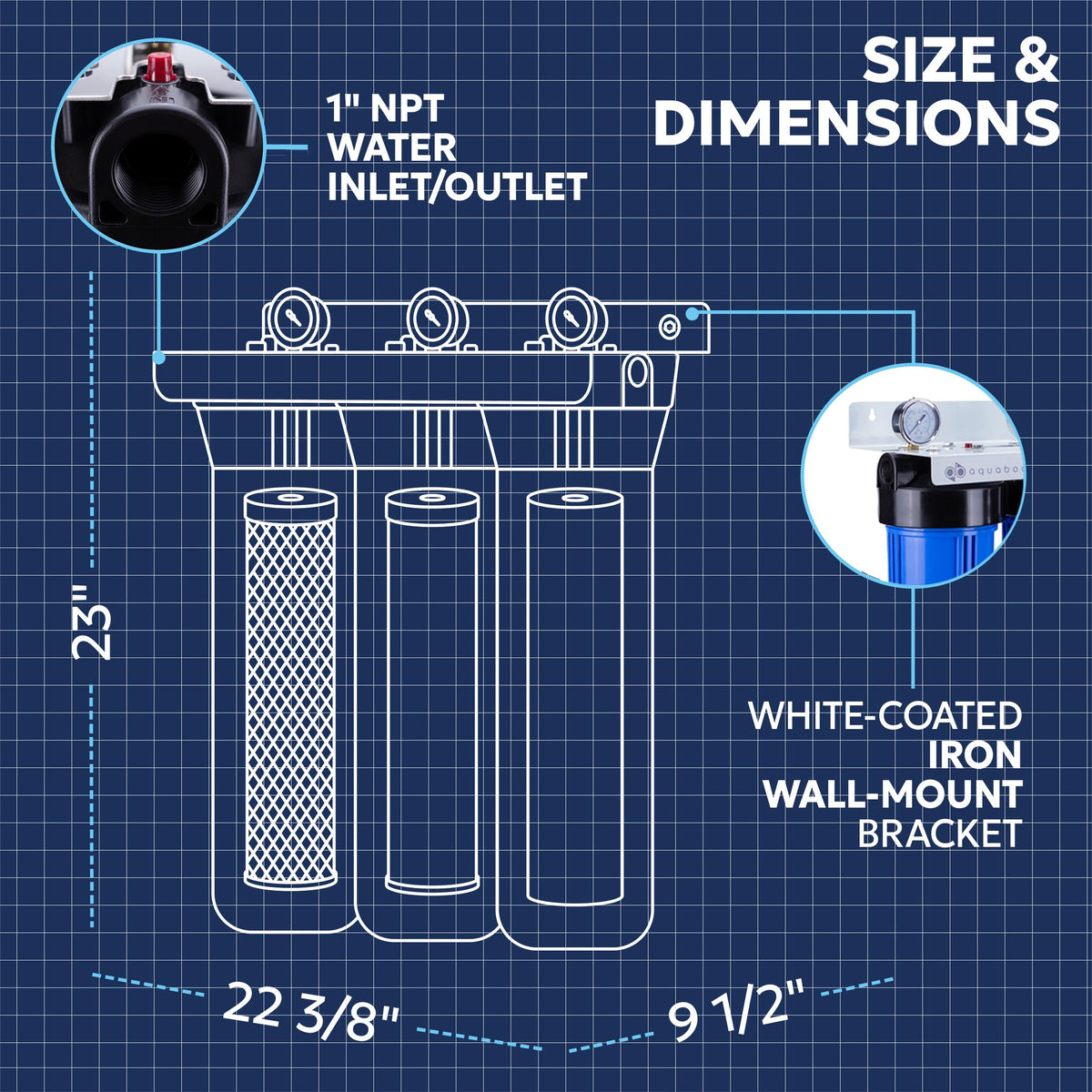 3 Stage Whole House Water Filter System with 5 Micron 20x4.5 Anti (Anti-Scale)