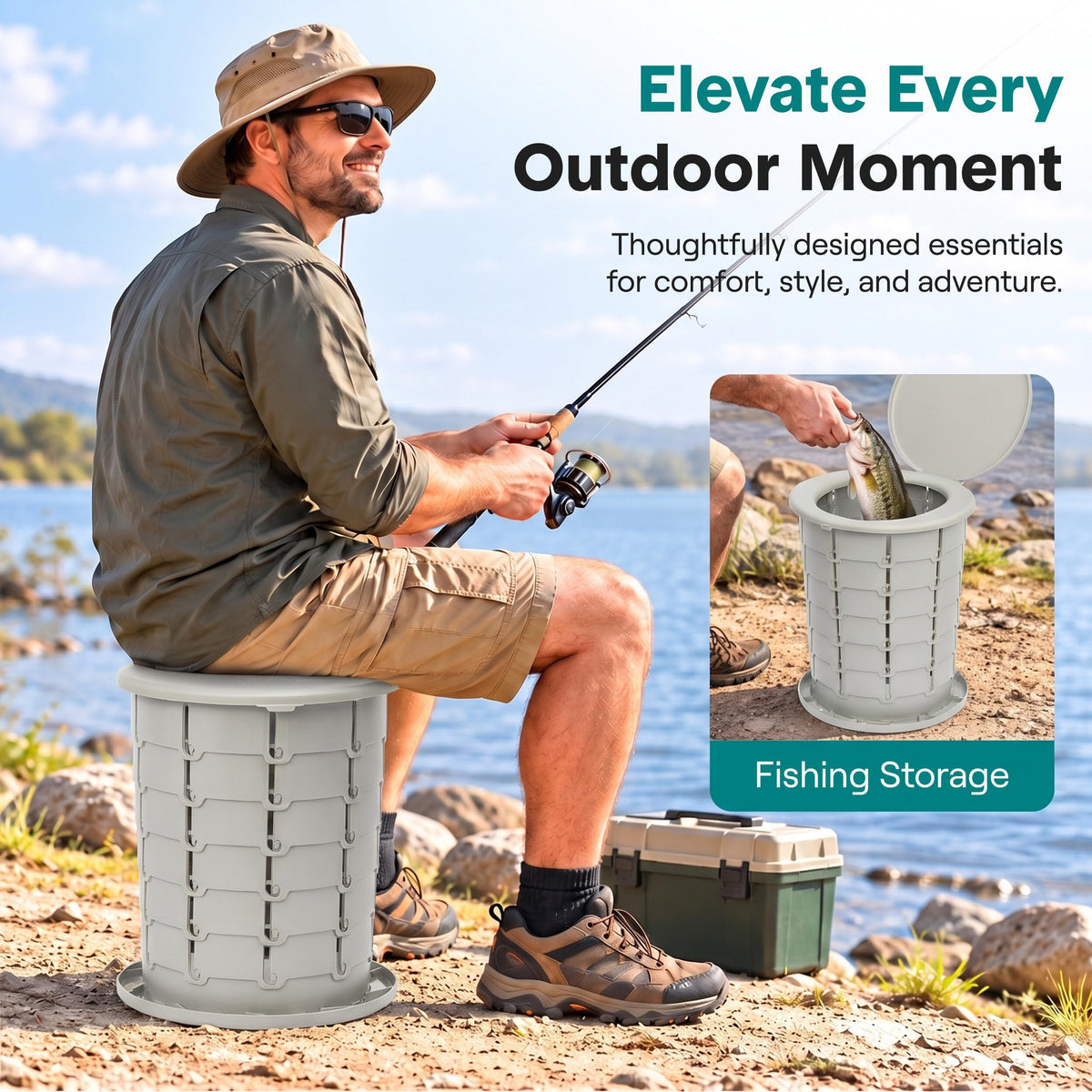 Portable Camping Toilet (Standard / Steel Gray)