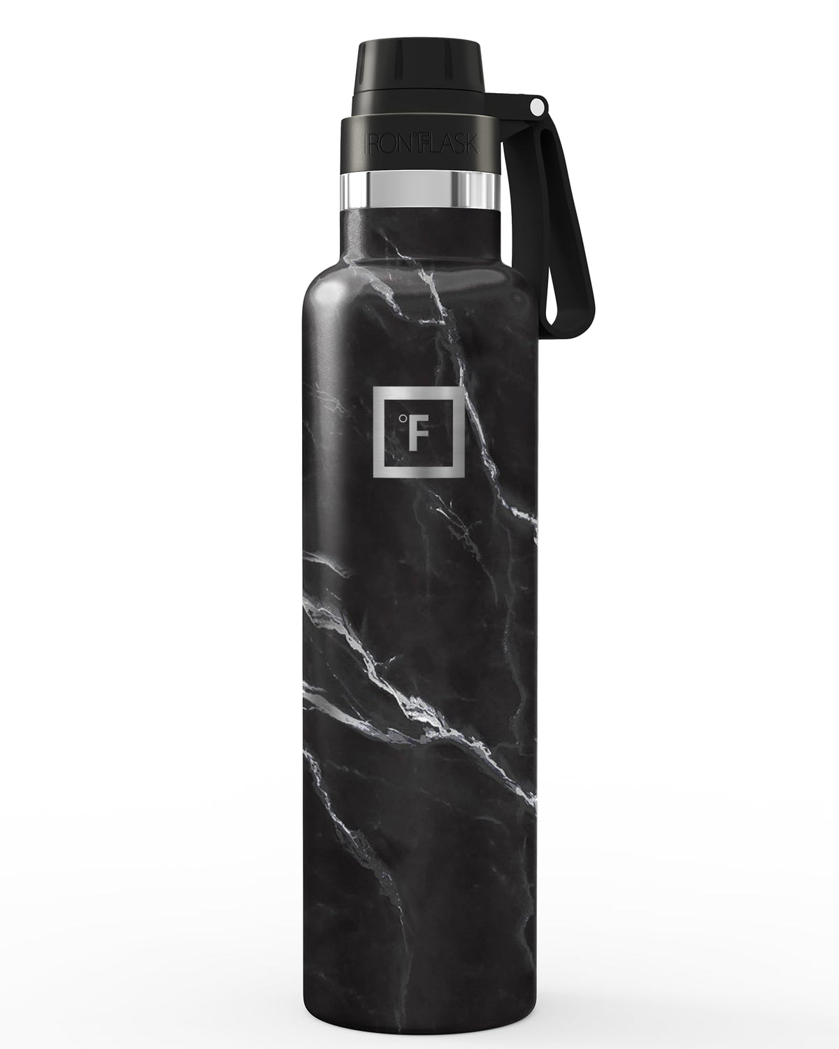 24 oz Narrow Mouth Water Bottle with Spout (Black Marquina)