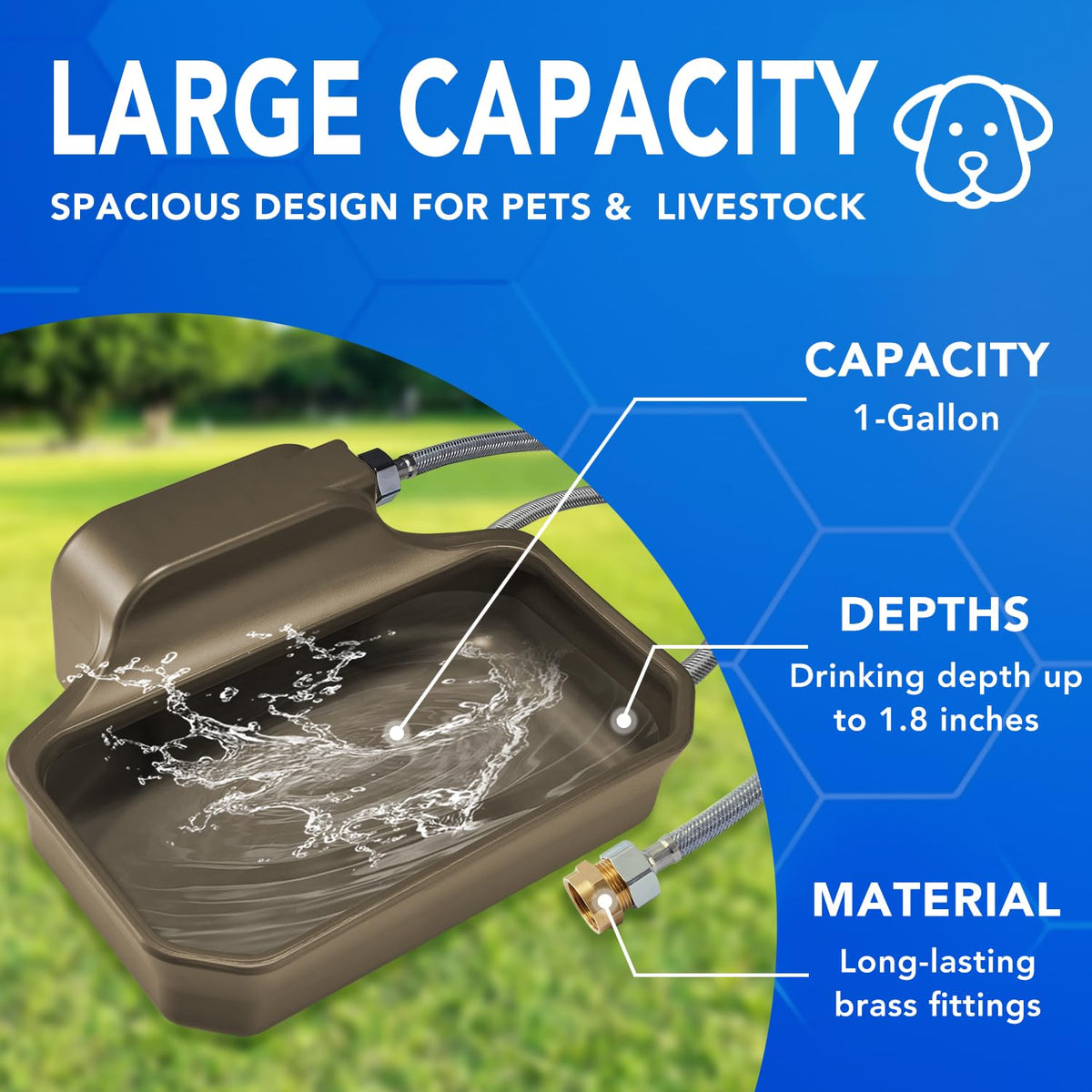 Auto Fill Dog Water Bowl (Brown)