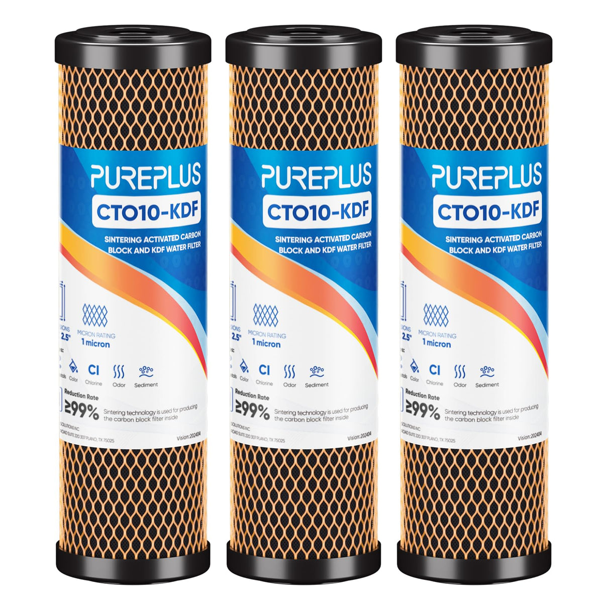 2.5" x 10" Whole House Heavy Metal Removal Water Filter (3 Count (Pack of 1))