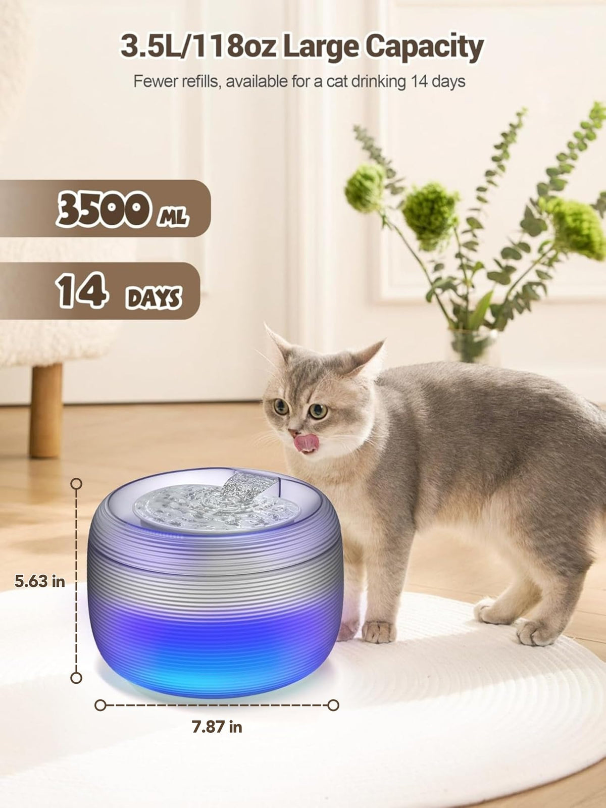 3.5L Cat Water Fountain (Transparent Black)