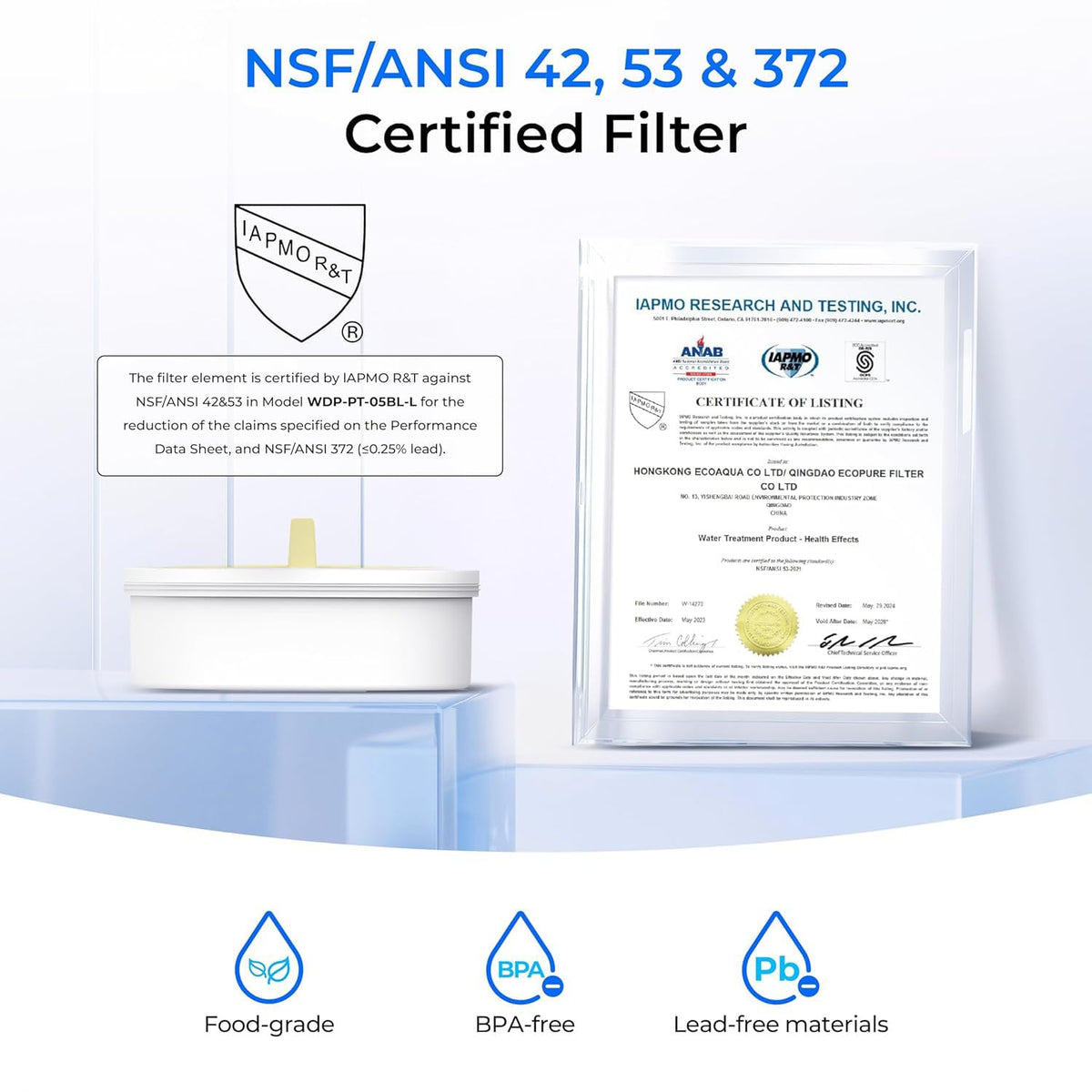 PT 72BL Glass Water Filter Pitcher (Black)