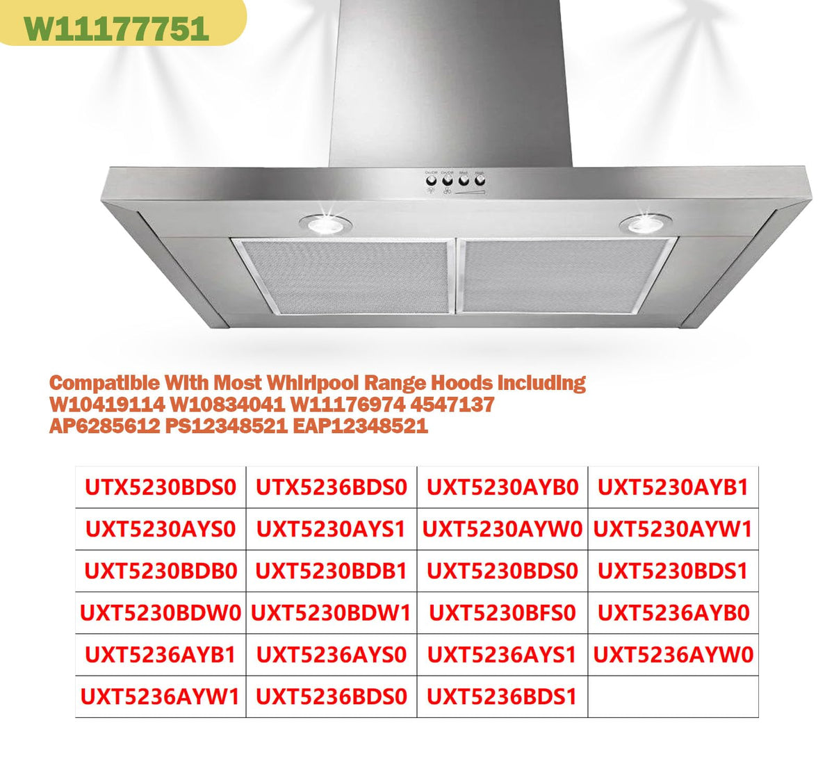 W11177751 Range Hood Filter Replacement