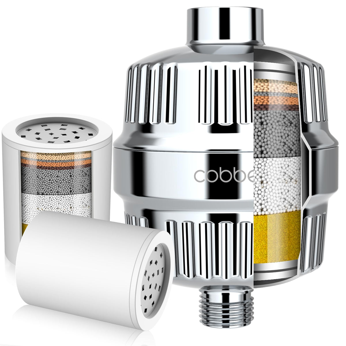 20 Stage Shower Head Filter with KDF (Shower Filter with 2 Cartridges Premium Chrome)