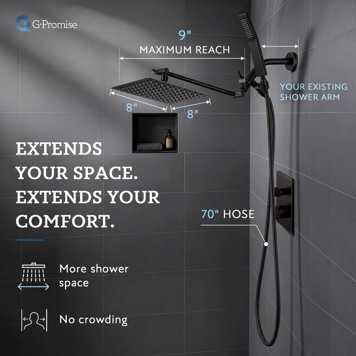 All Metal 8" Rain Shower Head with Handheld for Bathroom Upgrade (8 Inches / Oil Rubbed Bronze)