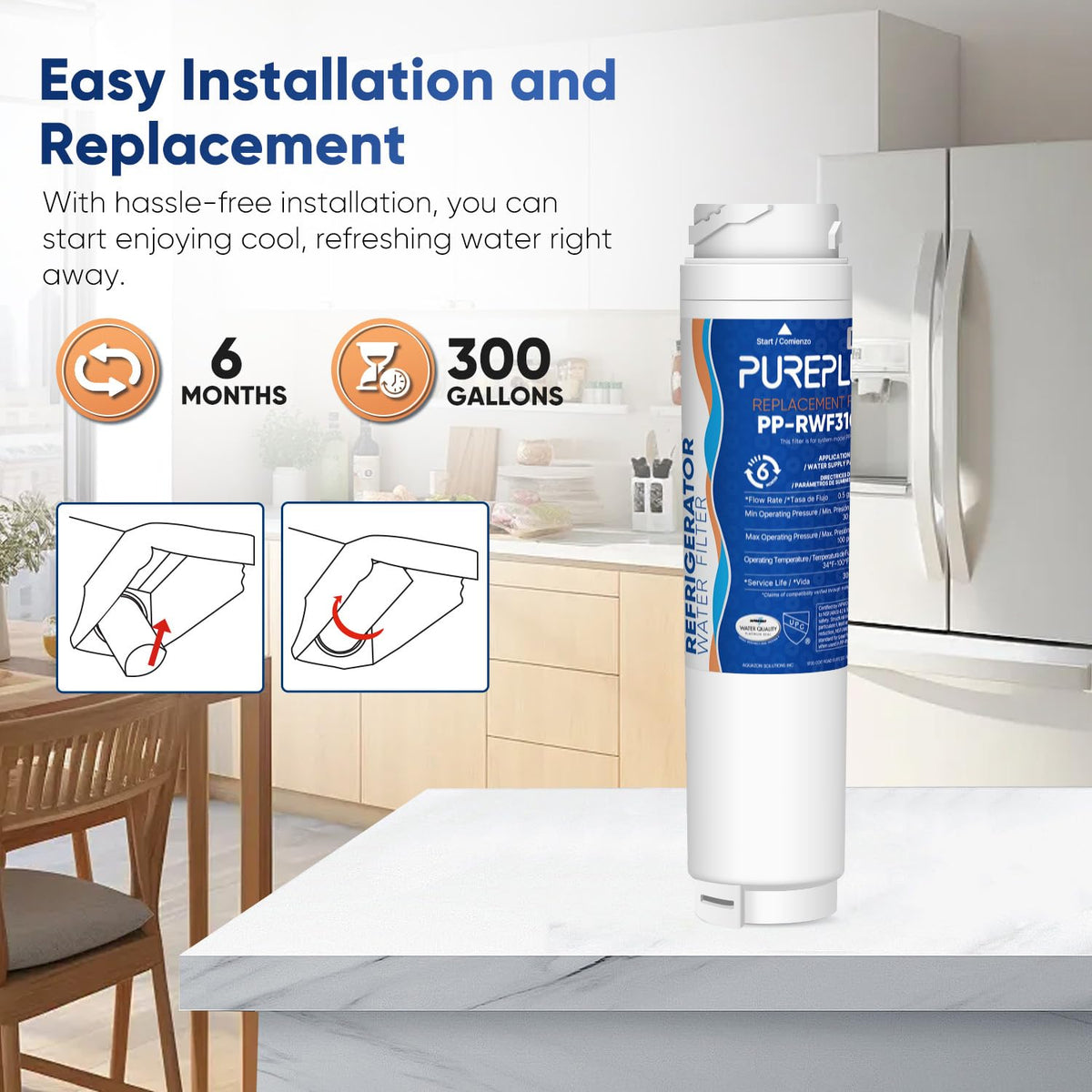 644845 Replacement for BORPLFTR10 Refrigerator Water Filter 3 Pack