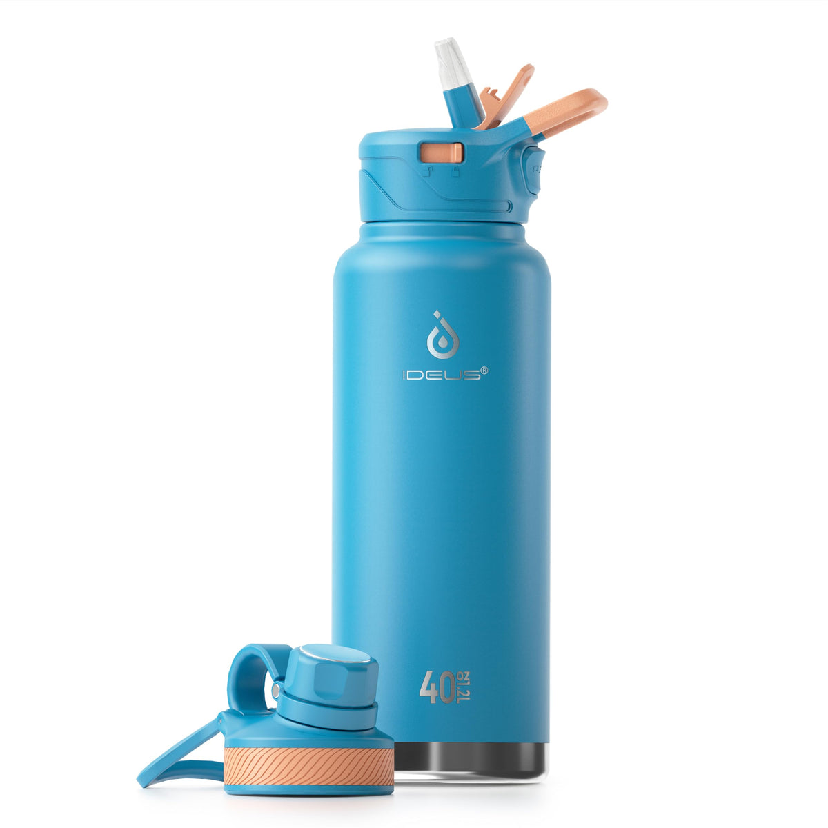 40 oz Insulated Water Bottle with 2 Leak (Blue Atoll / 40 Ounces)