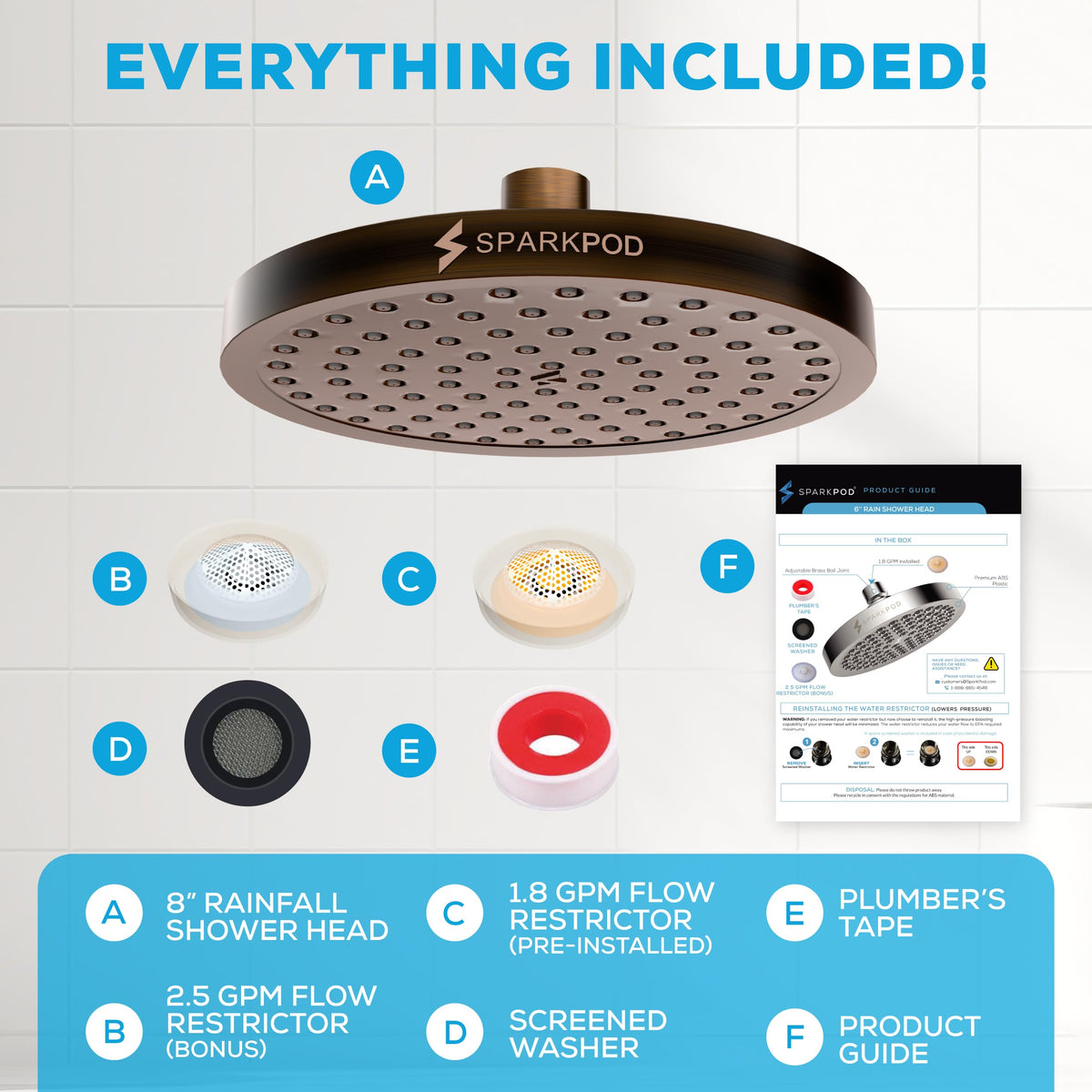 Rain Shower Head (8 Inch Round / Vintage Oil Rubbed Bronze)
