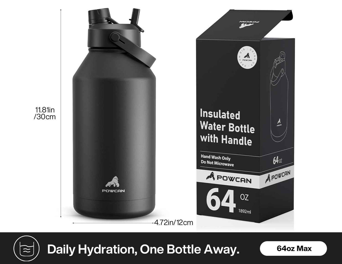 64 oz Insulated Water Bottle with 2 (Dark Knight / 64 Ounces)